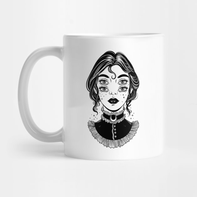 Cute victorian witch with four eyes by OccultOmaStore